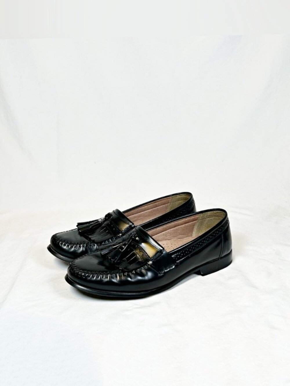 GH Bass Mens Grammer I Black Leather Weejuns Tassel Kiltie Dress Loafers~9.5W~